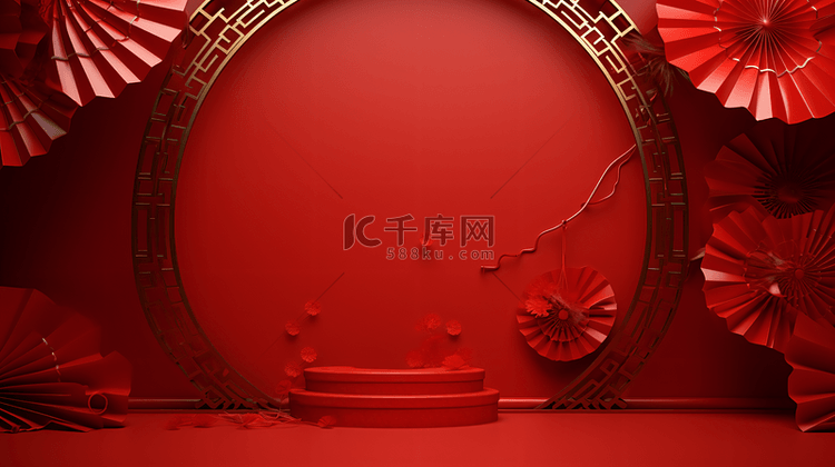 中国红春节主题展示场景