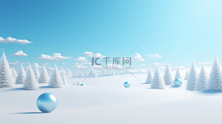 3D立体冬季唯美雪景风景背景画2