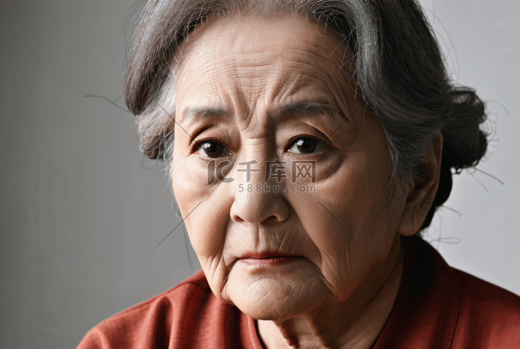 忧愁的老年人老奶奶人物摄影图1