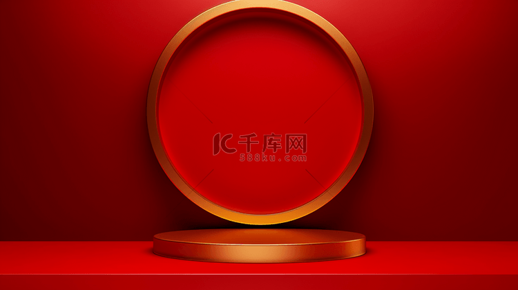 中国红简约圆环装饰背景7