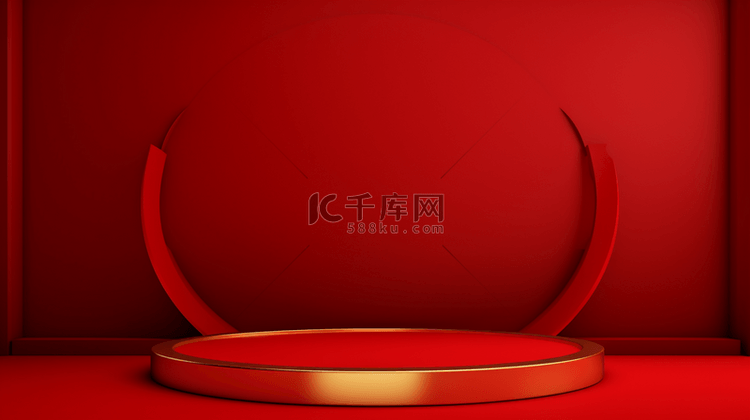 中国红简约圆环装饰背景15