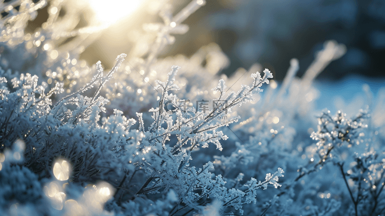 冬季白色冰花雪景唯美背景图1