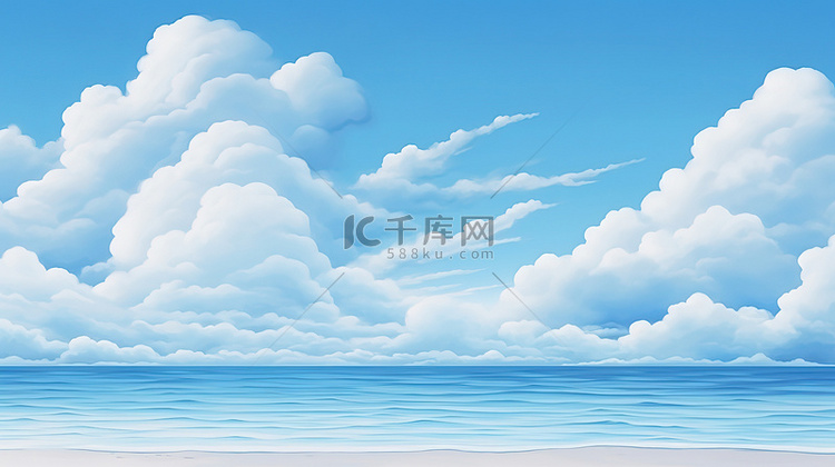 大海海边天空白云背景图片