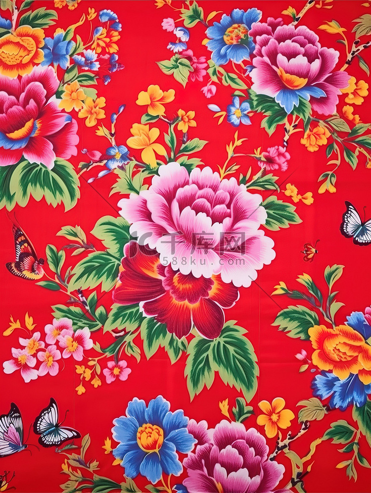 东北花棉袄背景花卉设计