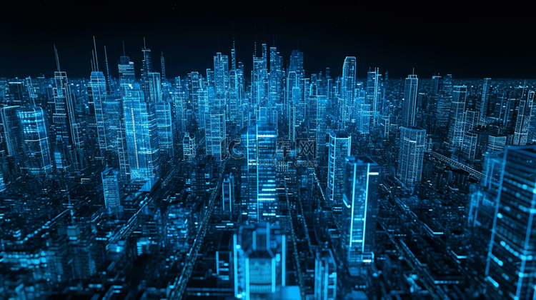 蓝色数字化智能城市现代化展板背