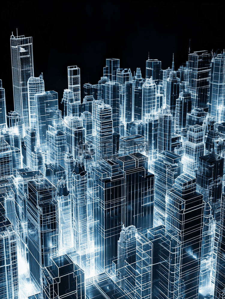 蓝色数字化智能城市现代化展板背
