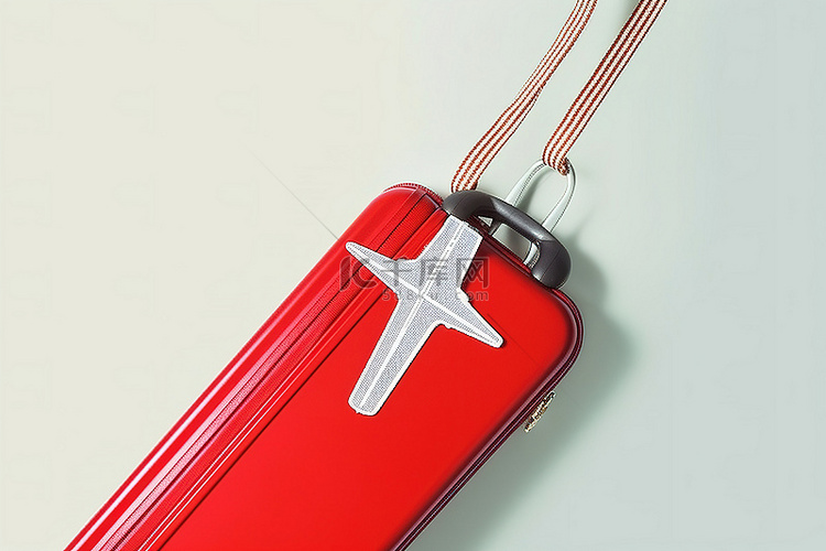 带有飞机和红色标签的行李领带