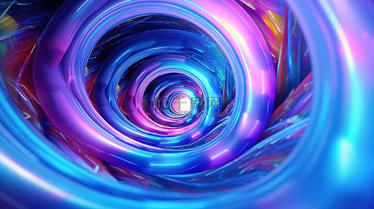 蓝色和紫色 3d 渲染的螺旋抽