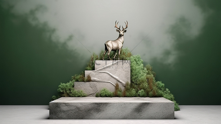 自然主题3D讲台，用于产品展示