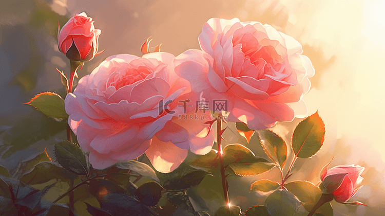 玫瑰花装饰插画背景