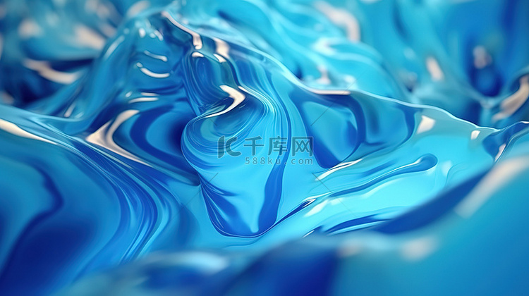 以 3D 插图呈现的浅蓝色液体