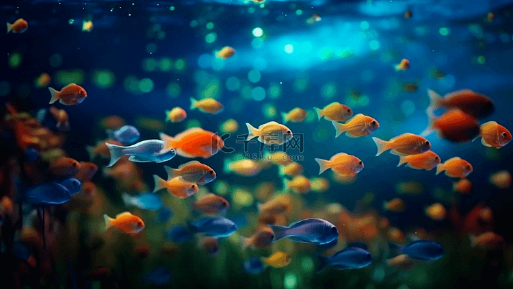 海底鱼群缤纷背景
