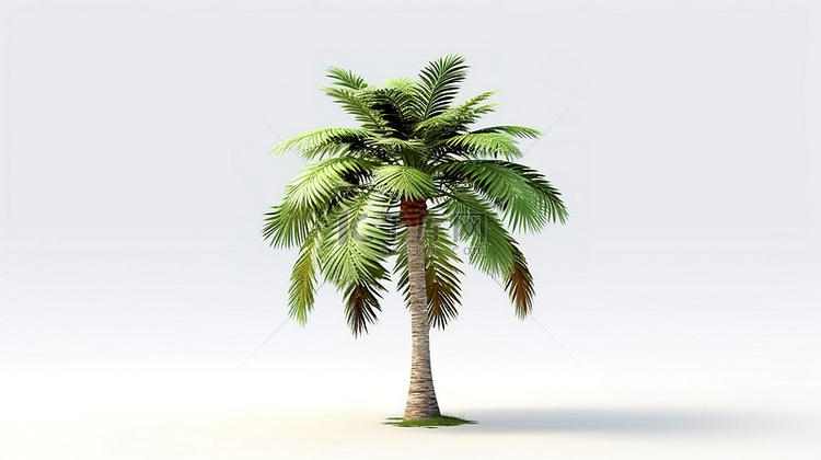 郁郁葱葱的 3D 渲染棕榈树是