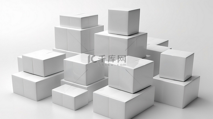 各种白色立方体高分辨率 3D 