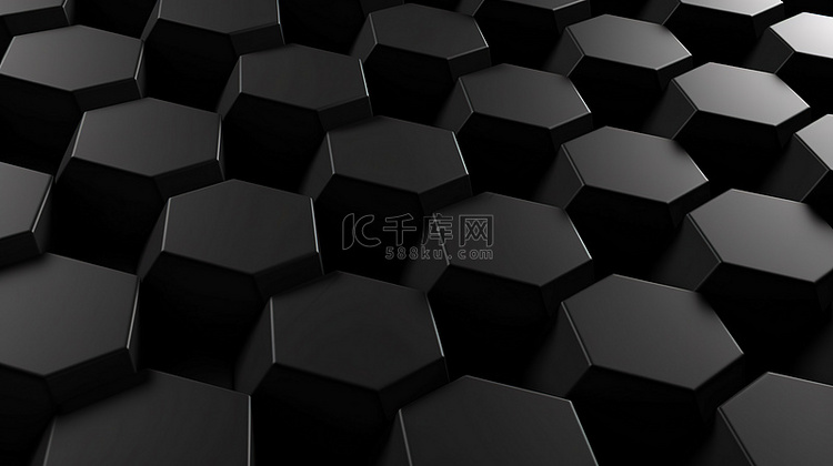 黑色六角形背景的 3d 插图