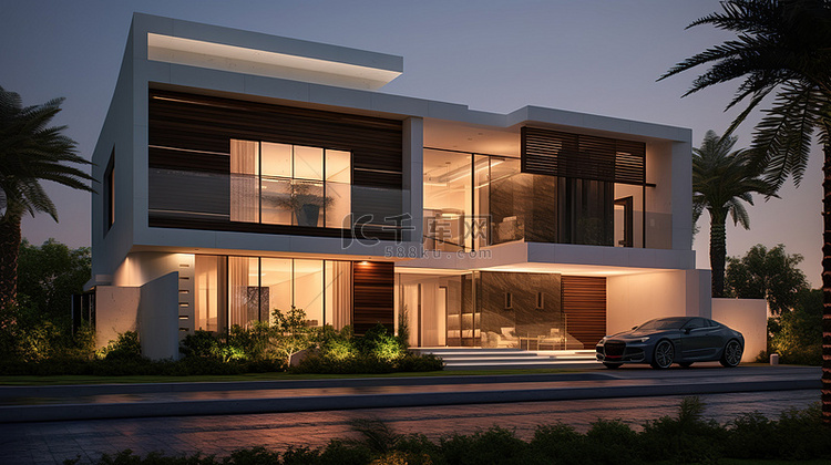 迪拜一座现代别墅的迷人 3D 