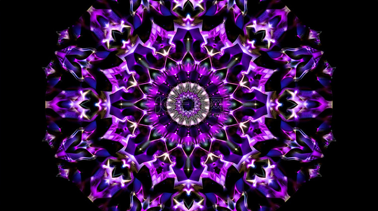 紫色对称万花筒装饰品与 3D 