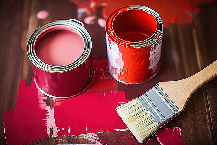 红色油漆油漆刷红色油漆和白色油