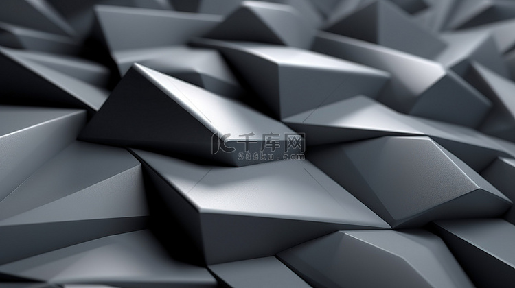 灰色阴影纹理几何形状的 3D 渲染