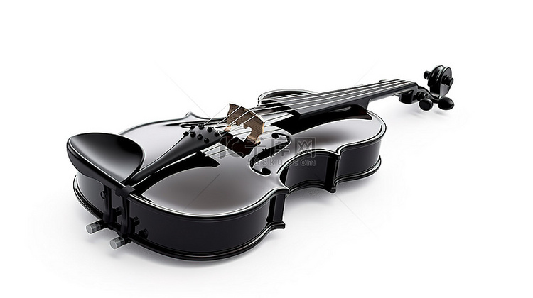 优雅的黑色木制小提琴和弓展示在