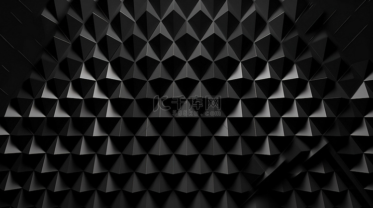 黑色背景上三角形网格的 3d 渲染
