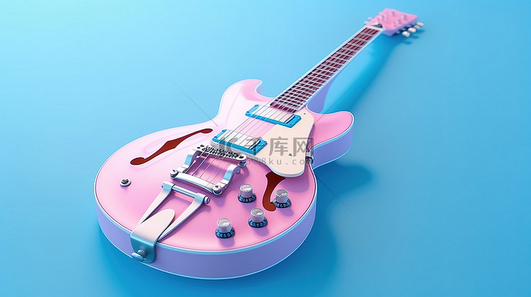 复古风格的粉色电吉他栖息在 3