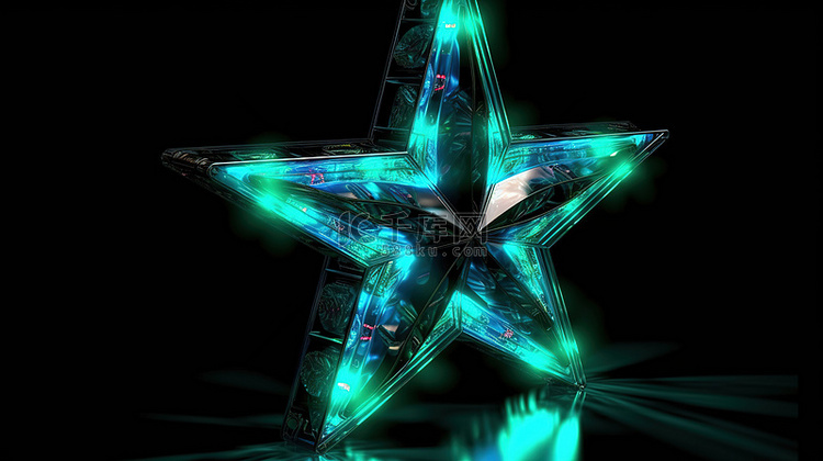 3D 图形中的发光星星引人注目