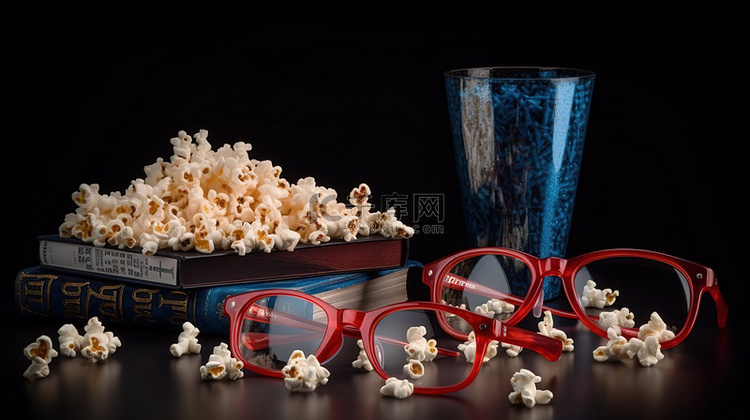 什锦爆米花和 3D 电影眼镜套装
