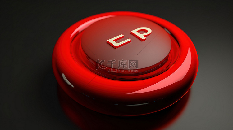 3d 红色按钮插图中的帮助