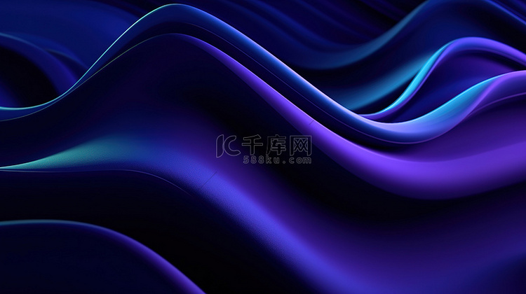 极简主义 3D 渲染深蓝色紫色