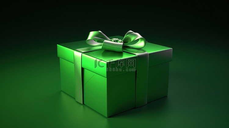 绿色背景展示令人惊叹的3d礼盒