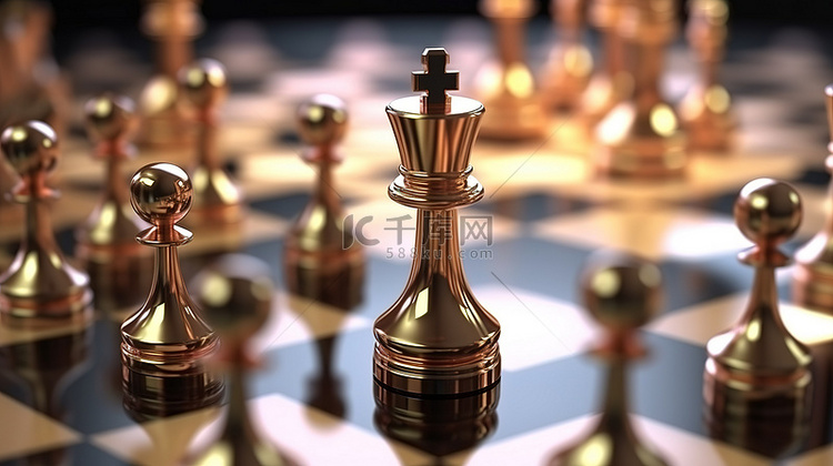 专业内容的 3D 渲染国际象棋