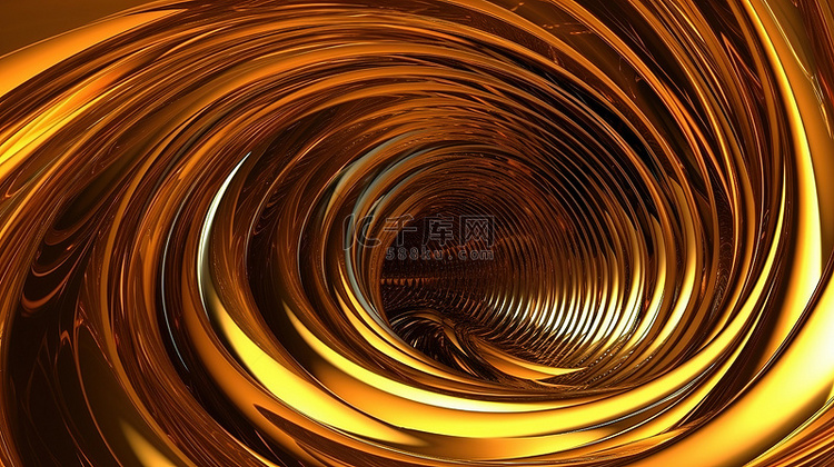具有抽象设计的隧道中扭曲金带的