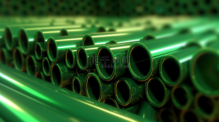 绿色色调和模糊背景的钢管的 3