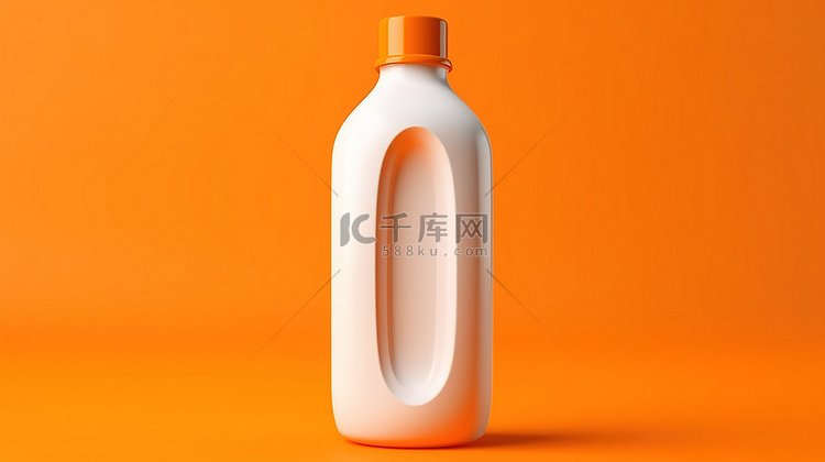 橙色背景与白色塑料糖浆瓶的 3