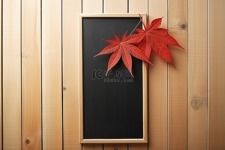 木墙上挂着木板，上面挂着叶子