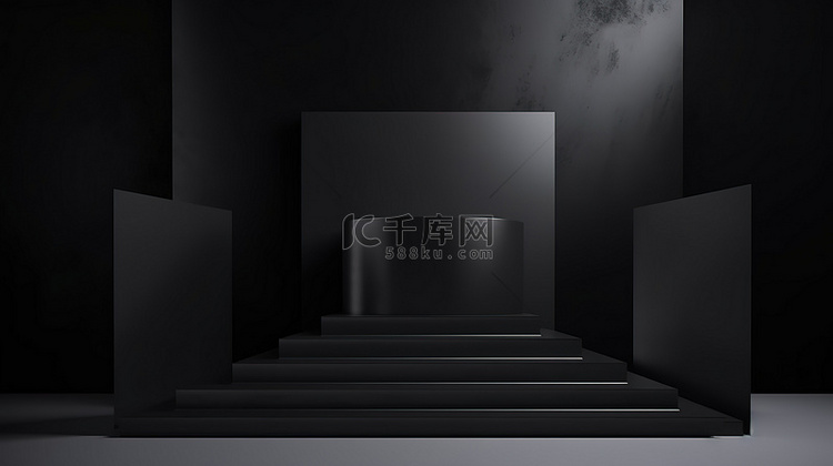 时尚的黑色讲台展示中性背景 3