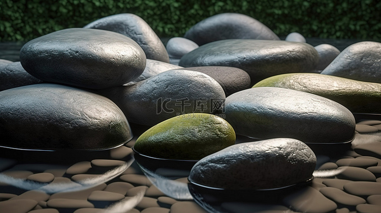 在 3d 渲染中可视化的 spa 石头