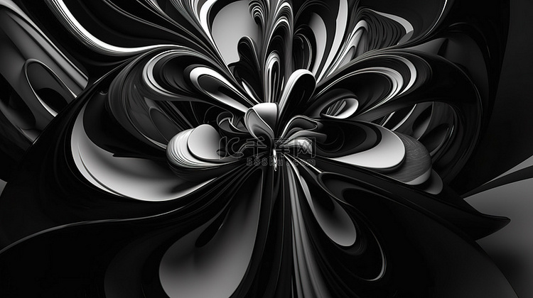 抽象单色艺术波浪曲线形式的超现