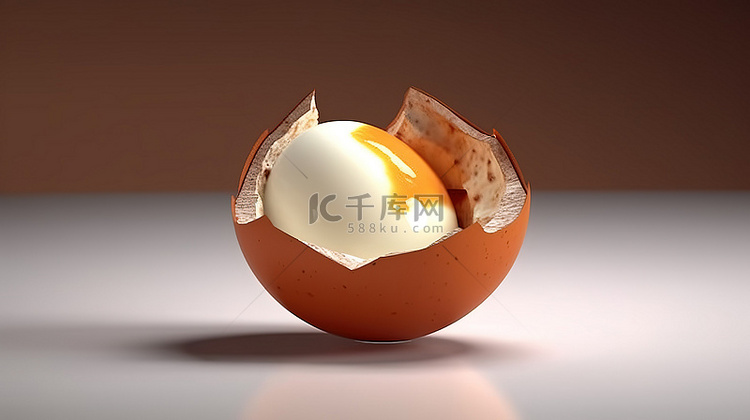 切片鸡蛋的 3D 渲染显示出其