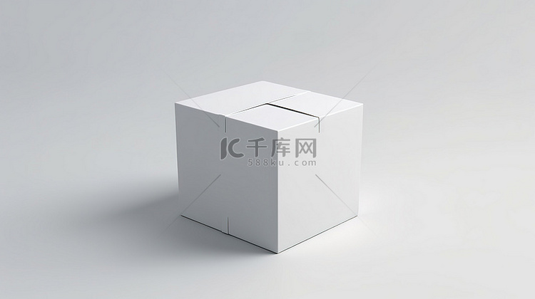 白色背景上的数字艺术 3D 盒