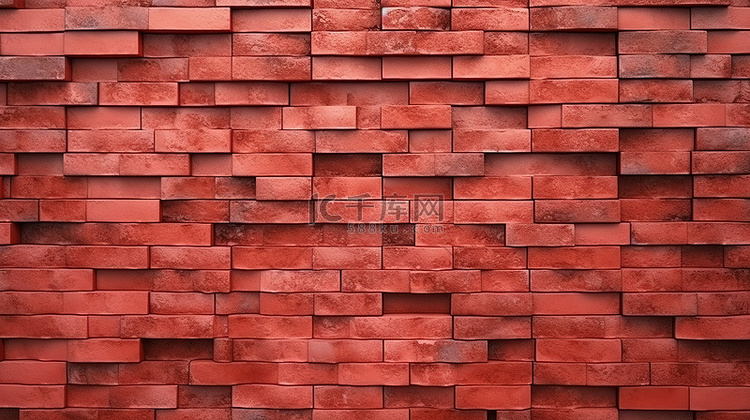 3d 渲染逼真的红砖墙