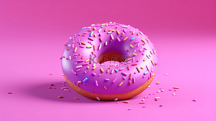 3D 渲染粉红色甜甜圈在充满活