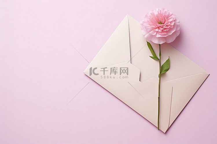 可爱的花卉邀请函，信封里有简单