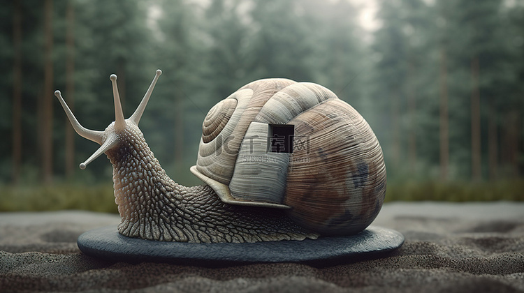 建筑仙境蜗牛的 3D 渲染，一