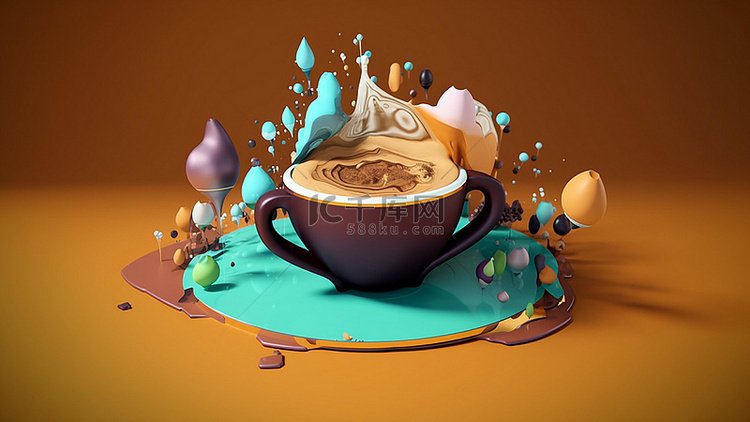 咖啡饮品卡通抽象