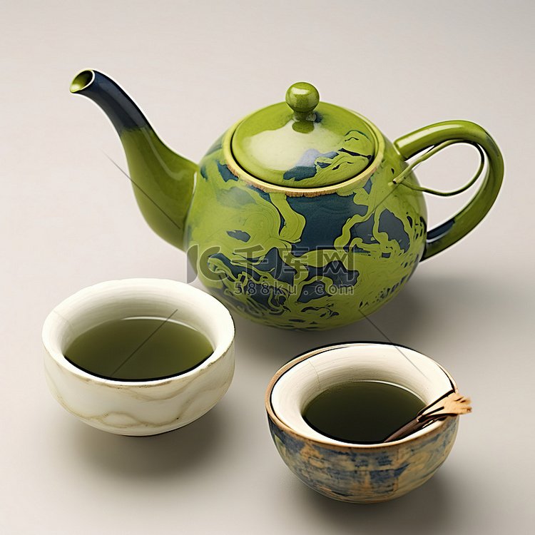 一个茶壶，里面有绿茶
