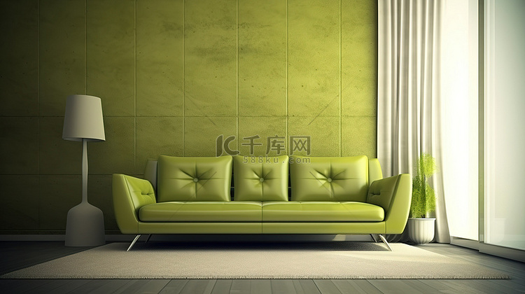 带舒适沙发的客厅的 3d 插图