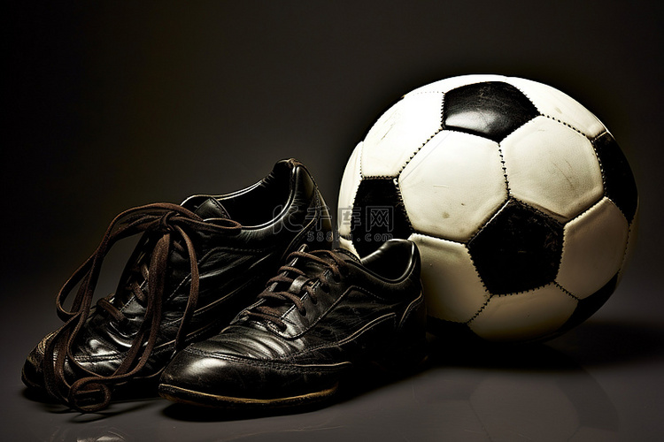 黑色足球鞋和球数字艺术套装
