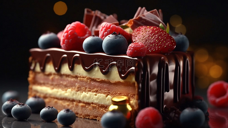 蛋糕食物蓝莓背景